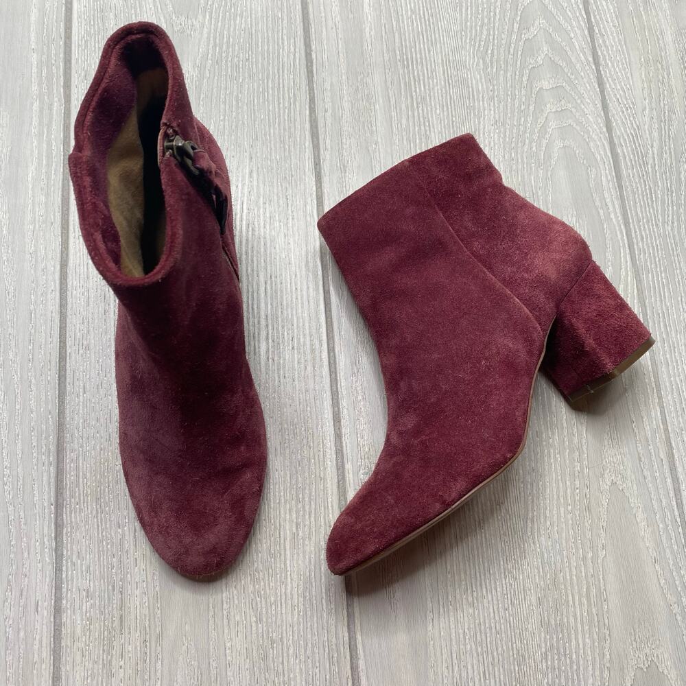 Splendid Wine Suede Block Heel Ankle Boots